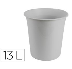 Papelera plastico q-connect gris opaco 13 litros 275x285 mm