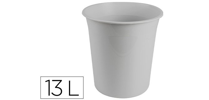 Papelera plastico q-connect gris opaco 13 litros 275x285 mm