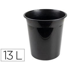 Papelera plastico q-connect negro opaco 13 litros 275x285 mm