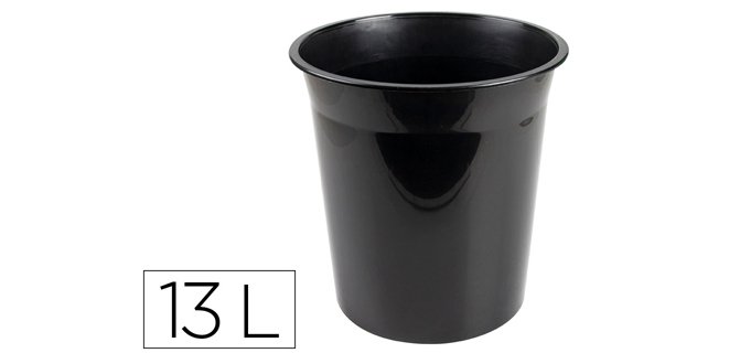 Papelera plastico q-connect negro opaco 13 litros 275x285 mm