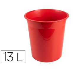 Papelera plastico q-connect rojo opaco 13 litros 275x285 mm
