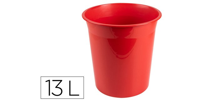 Papelera plastico q-connect rojo opaco 13 litros 275x285 mm