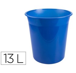 Papelera plastico q-connect azul translucido 13 litros 275x285 mm