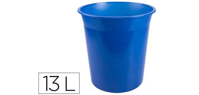 Papelera plastico q-connect azul translucido 13 litros 275x285 mm