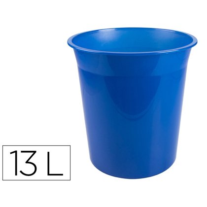 Papelera plastico q-connect azul translucido 13 litros 275x285 mm