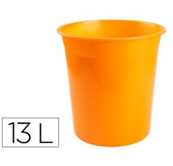 Papelera plastico q-connect naranja translucido 13 litros 275x285 mm