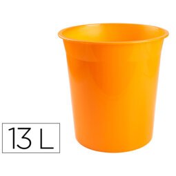 Papelera plastico q-connect naranja translucido 13 litros 275x285 mm