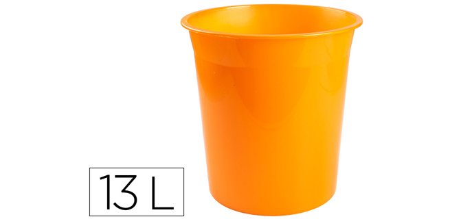 Papelera plastico q-connect naranja translucido 13 litros 275x285 mm