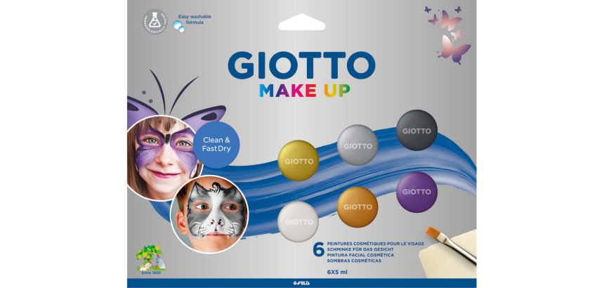 Set giotto make up pintura facial 6 botes 5 ml colores metalicos