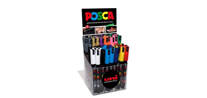 Rotulador uni-ball posca pc1mr pintura base al agua 0,7 mm expositor 48 unidades colores surtidos