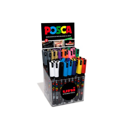 Rotulador uni-ball posca pc1mr pintura base al agua 0,7 mm expositor 48 unidades colores surtidos