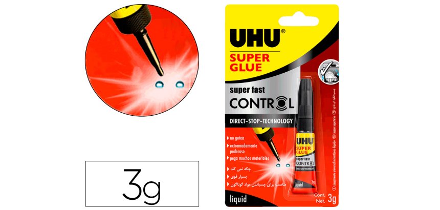 Pegamento uhu instantaneo control tecnologia stop 3 g