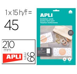 Tarjeta de visita apli invitacion hogar 210x99 mm 200 gr blanca bolsa de 15 hojas din a4