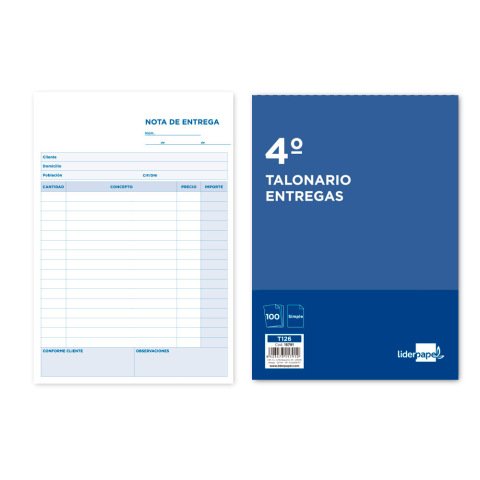 Talonario liderpapel entregas cuarto original t126