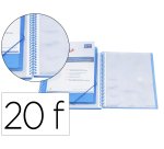 Carpeta pardo escaparate con espiral 20 fundas polipropileno con gomas personalizable color azul