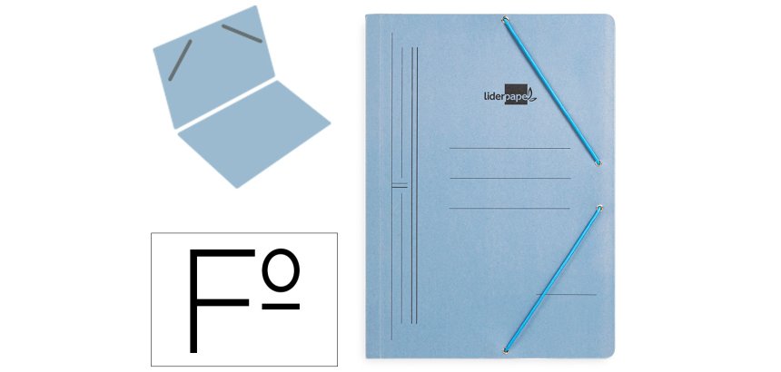 Carpeta liderpapel gomas folio sencilla carton pintado azul