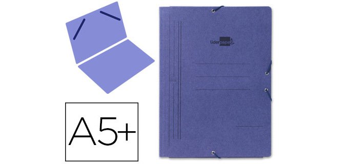Carpeta liderpapel gomas cuarto sencilla carton pintado azul