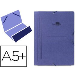 Carpeta liderpapel gomas cuarto bolsa carton pintado azul