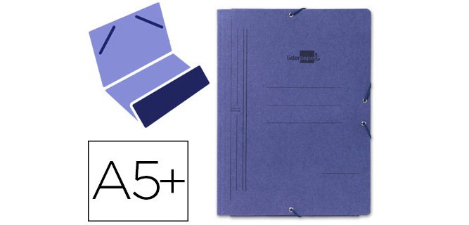 Carpeta liderpapel gomas cuarto bolsa carton pintado azul