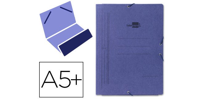 Carpeta liderpapel gomas cuarto bolsa carton pintado azul