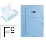 Carpeta liderpapel gomas tres solapas carton pintado folio color azul