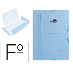 Carpeta liderpapel gomas tres solapas carton pintado folio color azul