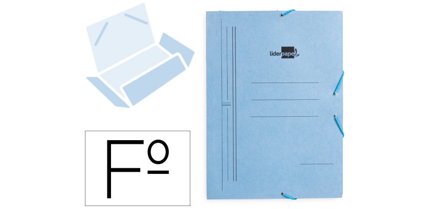 Carpeta liderpapel gomas tres solapas carton pintado folio color azul