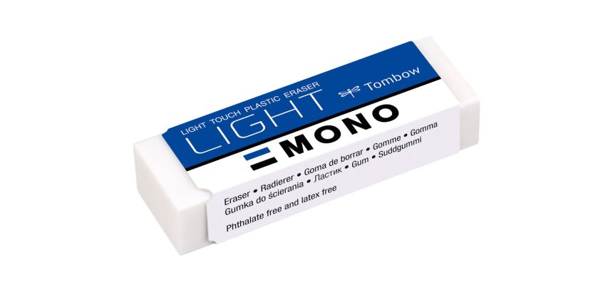 Goma de borrar tombow mono light polimera caucho pvc especial para borrado delicado