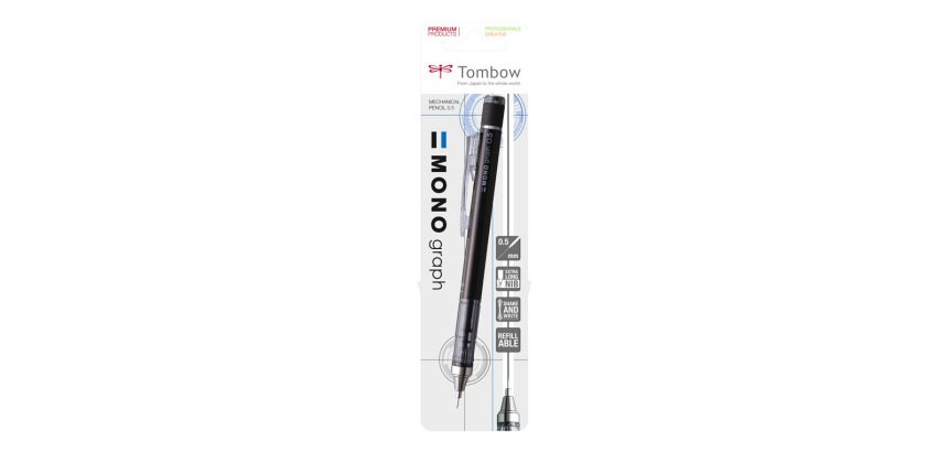 Portaminas tombow con clip mono graph profesional 0,5 mm color negro