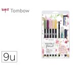 Set watercoloring tombow floral 9 piezas
