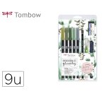 Set watercoloring tombow greenery 9 piezas