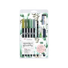 Set watercoloring tombow greenery 9 piezas