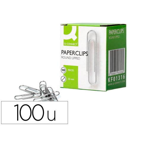 Clips galvanizados q-connect nº 32 mm caja de 100 unidades