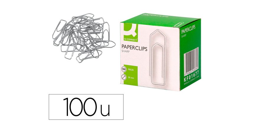 Clips niquelados q-connect nº4 50 mm caja de 100 unidades