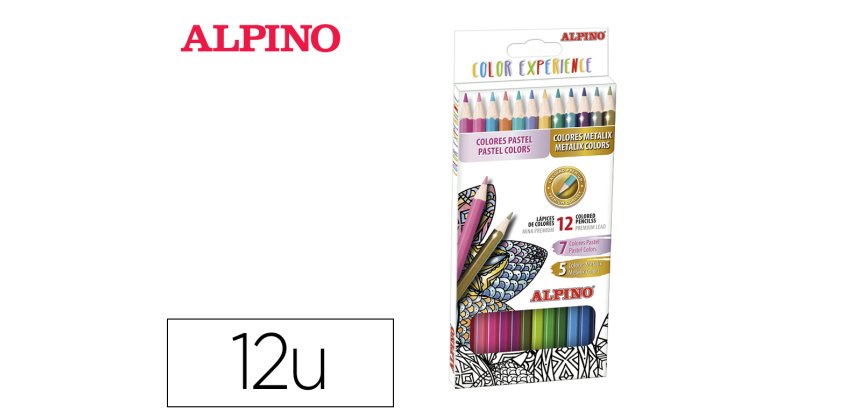Lapices de colores alpino experience mina premium 3,3 mm special colors caja de 12 colores surtidos