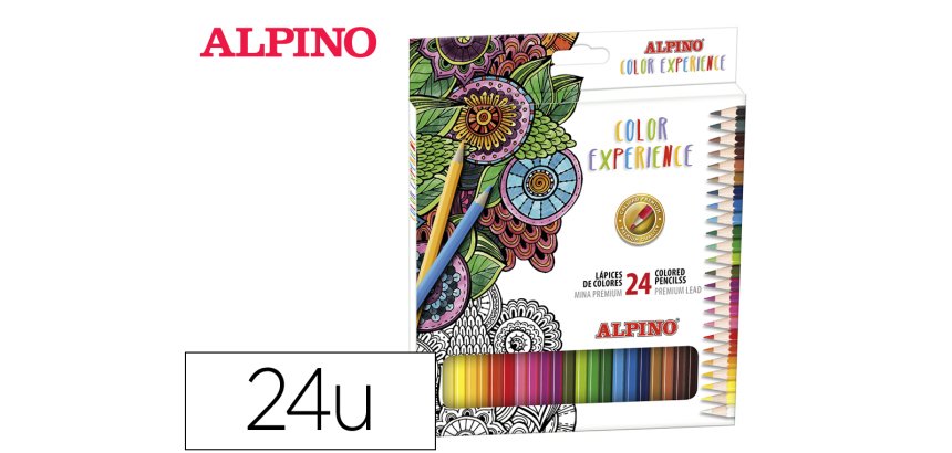 Lapices de colores alpino experience mina premium 3,3 mm caja carton de 24 unidades colores