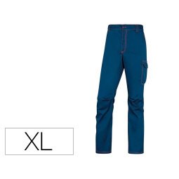 Pantalon de trabajo deltaplus cintura elastica 5 bolsillos color azul marino / naranja talla xl