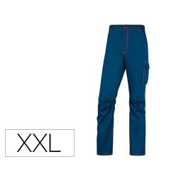 Pantalon de trabajo deltaplus cintura elastica 5 bolsillos color azul marino / naranja talla xxl