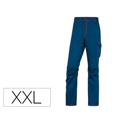 Pantalon de trabajo deltaplus cintura elastica 5 bolsillos color azul marino / naranja talla xxl