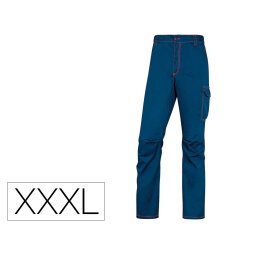 Pantalon de trabajo deltaplus cintura elastica 5 bolsillos color azul marino / naranja talla xxxl