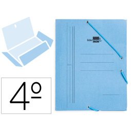 Carpeta liderpapel gomas cuarto 3 solapas carton pintado azul