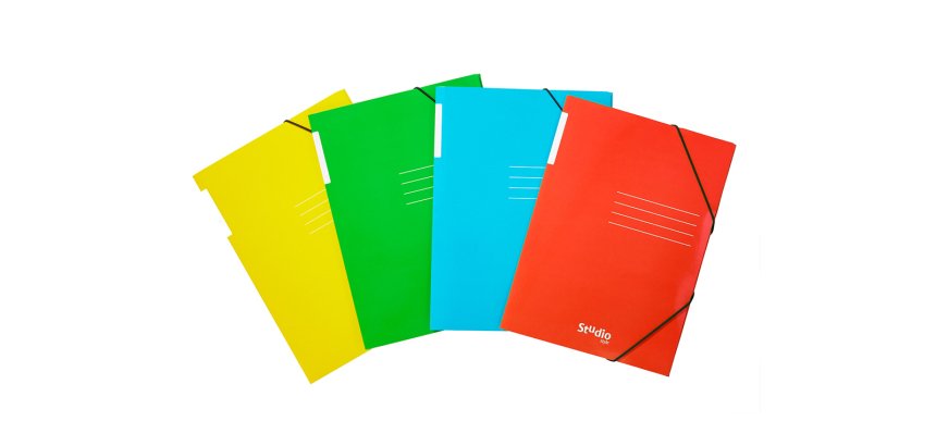 Carpeta pardo gomas solapas carton brillo expositor de 48 unidades colores surtidos
