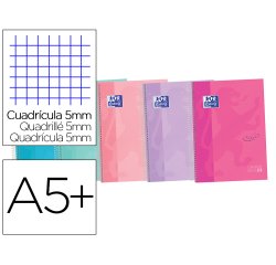Cuaderno espiral oxford touch pastel europeanbook 5 tapa extradura din a4+ 120 hojas cuadro 5 mm colores surtidos