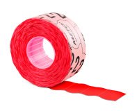 Etiquetas meto onduladas 26x12 mm rojo fluorescente adh. 2 rollo de 1000 unidades