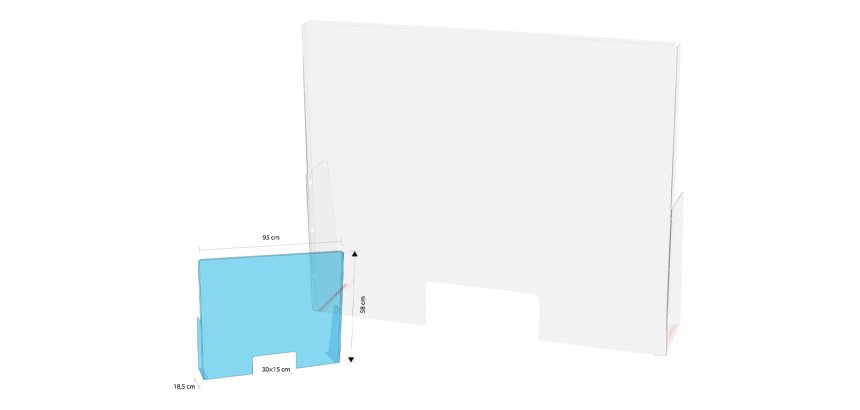 Pantalla de protección de pie 95x58cm - Cristal