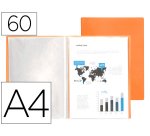 Carpeta liderpapel escaparate 60 fundas polipropileno din a4 naranja fluor opaco