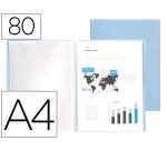 Carpeta liderpapel escaparate 80 fundas polipropileno din a4 celeste opaco
