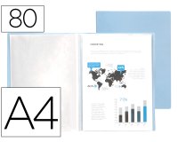 Carpeta liderpapel escaparate 80 fundas polipropileno din a4 celeste opaco