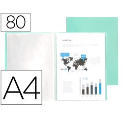 Carpeta liderpapel escaparate 80 fundas polipropileno din a4 verde manzana opaco