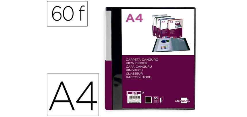 Carpeta de fundas liderpapel personaliza canguro polipropileno din a4 portada y lomo personalizable